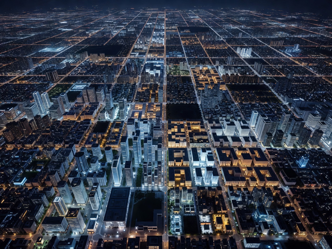 Illuminated city grids representing regulatory environments